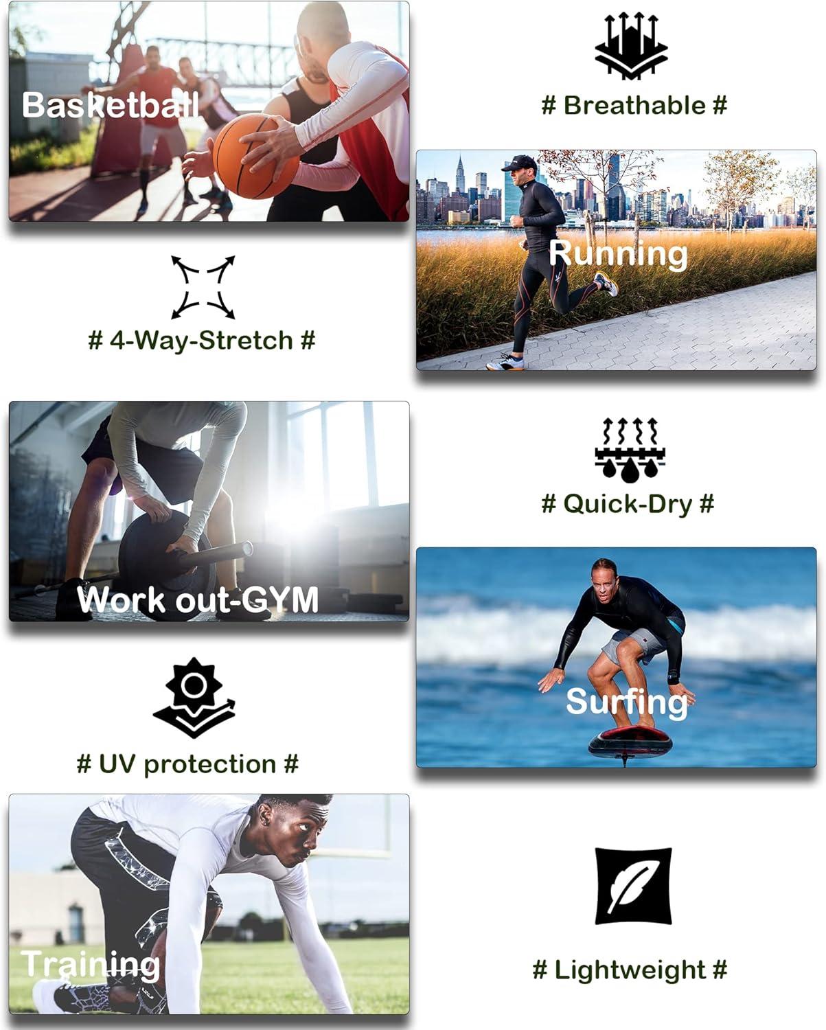 image5 or 4 Pack Compression Shirts for Men Long Sleeve Athletic Base Layer Undershirt Gear T Shirt for WorkoutBlack4 Pack Shirts