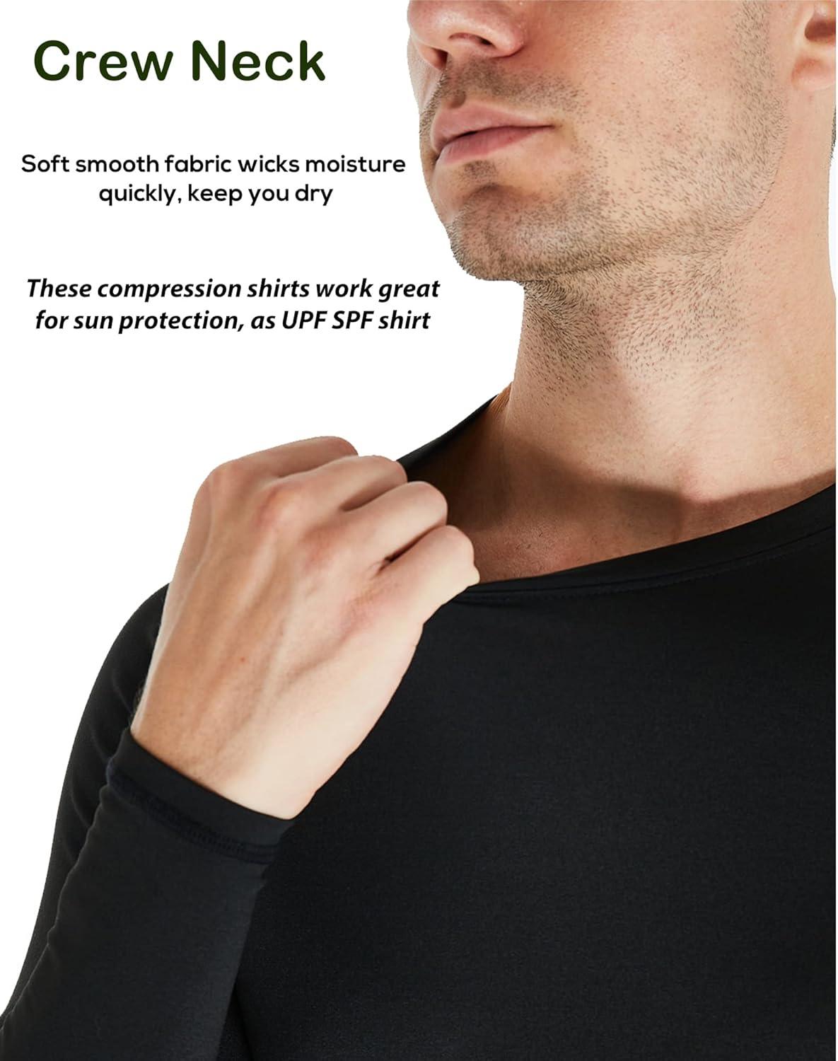 image5 or 4 Pack Compression Shirts for Men Long Sleeve Athletic Base Layer Undershirt Gear T Shirt for WorkoutBlackgBlackWhite 5 Pack