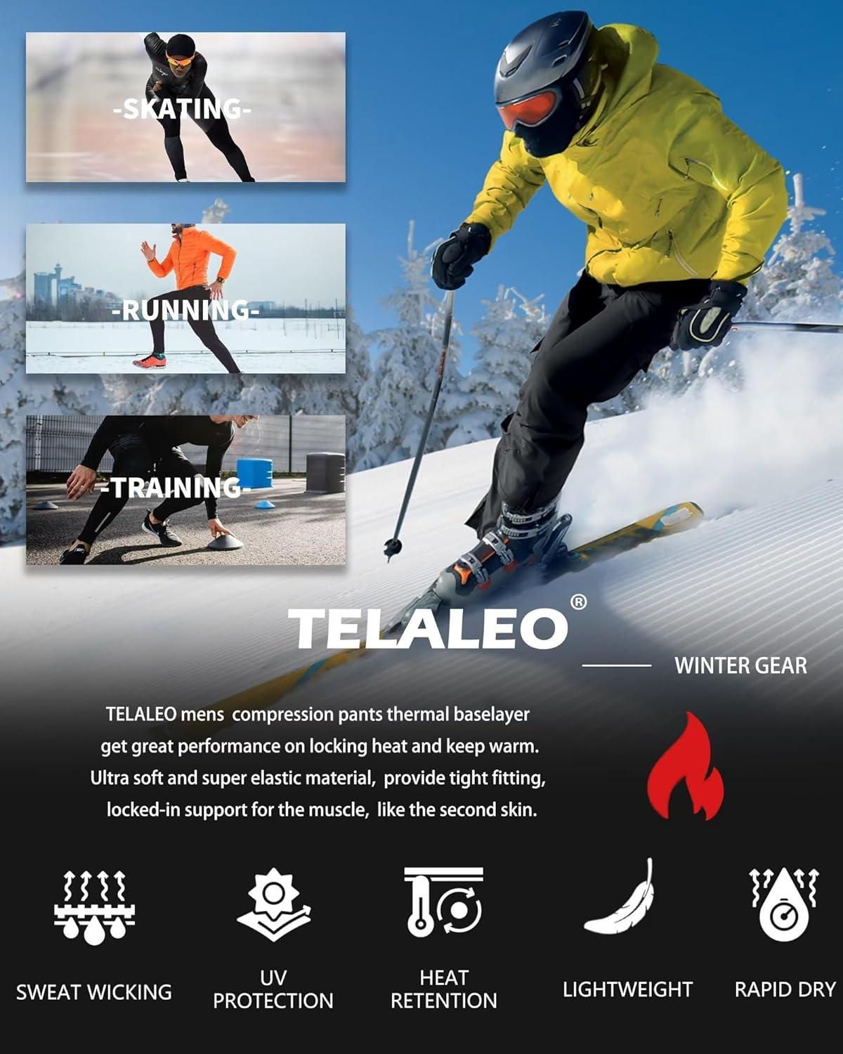 image5 or 4 Pack Mens Thermal Compression Pants Fleece Lined Sports Tights Athletic Leggings Cold Weather Baselayer Winter Gear5black