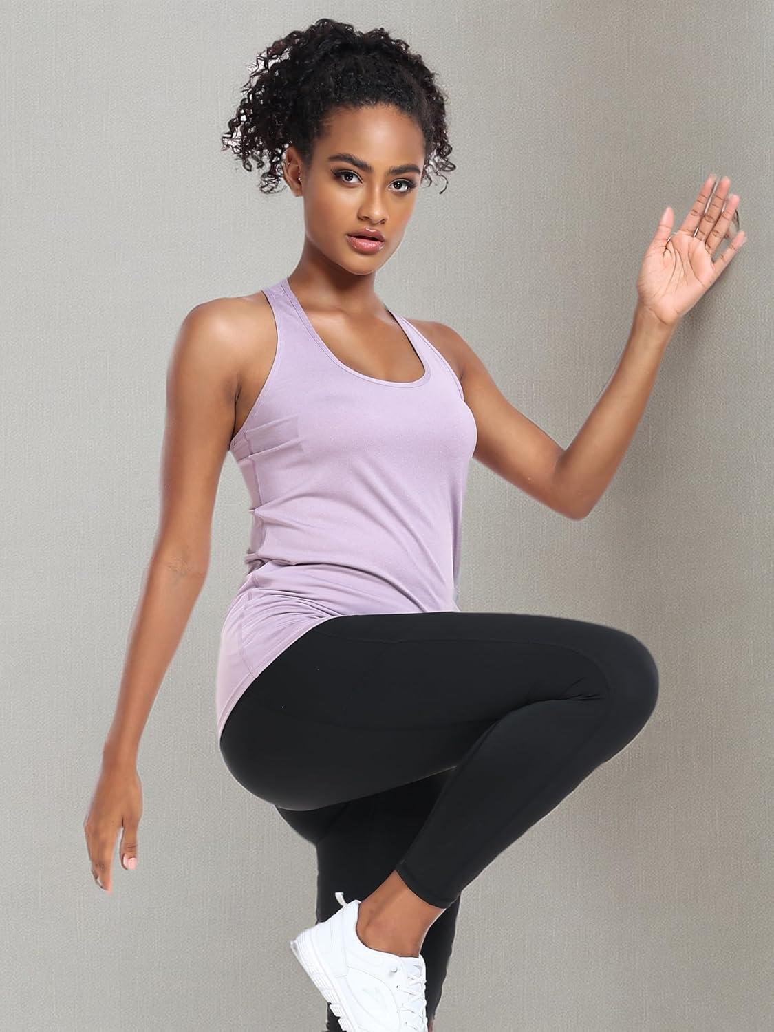 image6 or 5 Pack Workout Tank Tops for Women Athletic Racerback Sports Tank Tops Compression Sleeveless Dry Fit ShirtsSlim FitblackGreyWhiteRedPurple