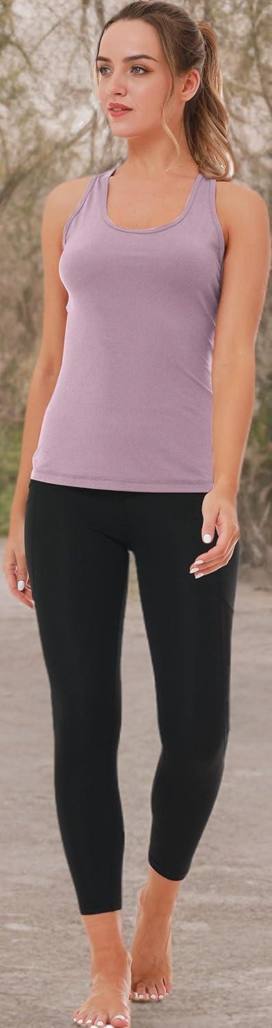 image6 or 5 Pack Workout Tank Tops for Women Athletic Racerback Sports Tank Tops Compression Sleeveless Dry Fit ShirtsTight FitblackGreyWhiteLight GreyPurple
