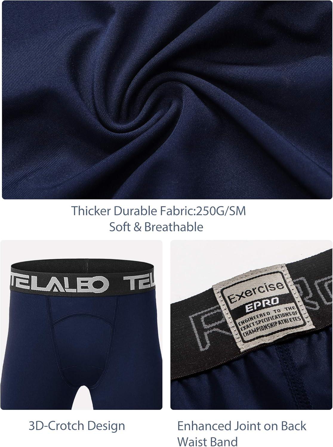 imageTELALEO 1234 Pack Boys Youth Compression Leggings Pants Tights Athletic Base Layer for Running Hockey Basketball2blackGreyBlue 4pack