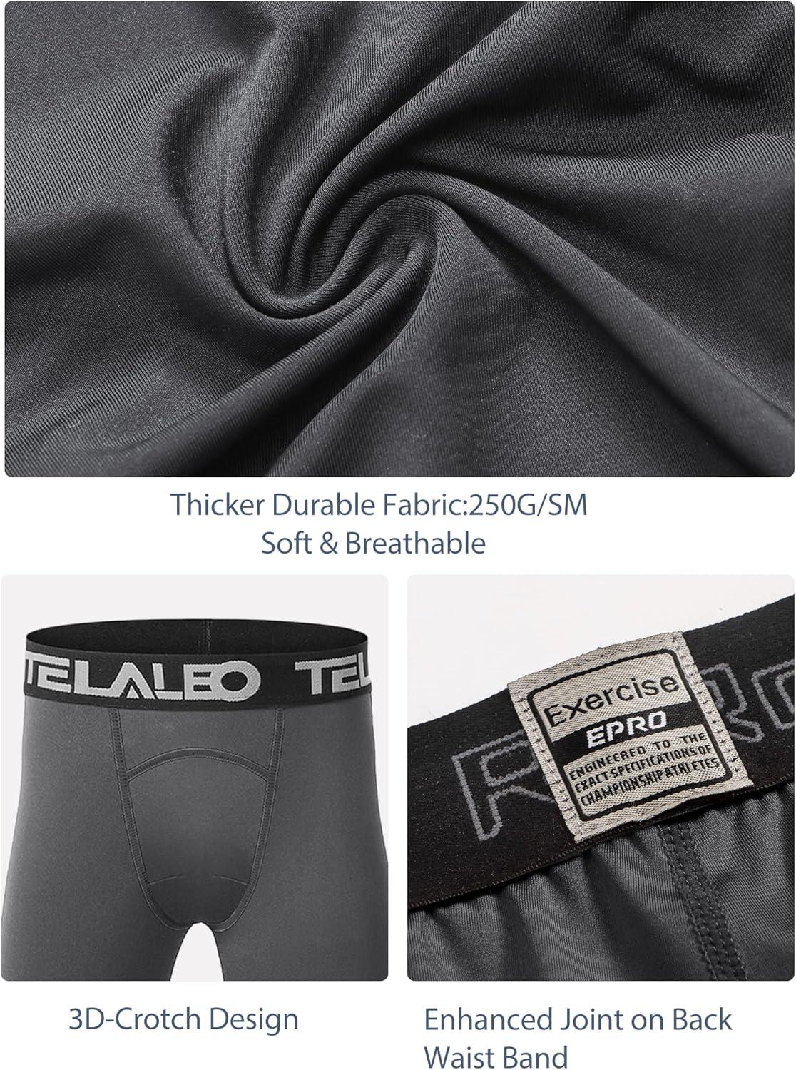 imageTELALEO 1234 Pack Boys Youth Compression Leggings Pants Tights Athletic Base Layer for Running Hockey BasketballBlack Grey White 3 Pack
