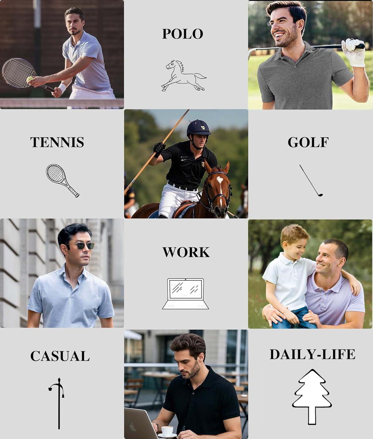 imageTELALEO 2 Pack Mens Polo Shirts UPF 50 Quick Dry Performance Golf Summer Shirts Collared Moisture WickingSetblight Blue Light Grey