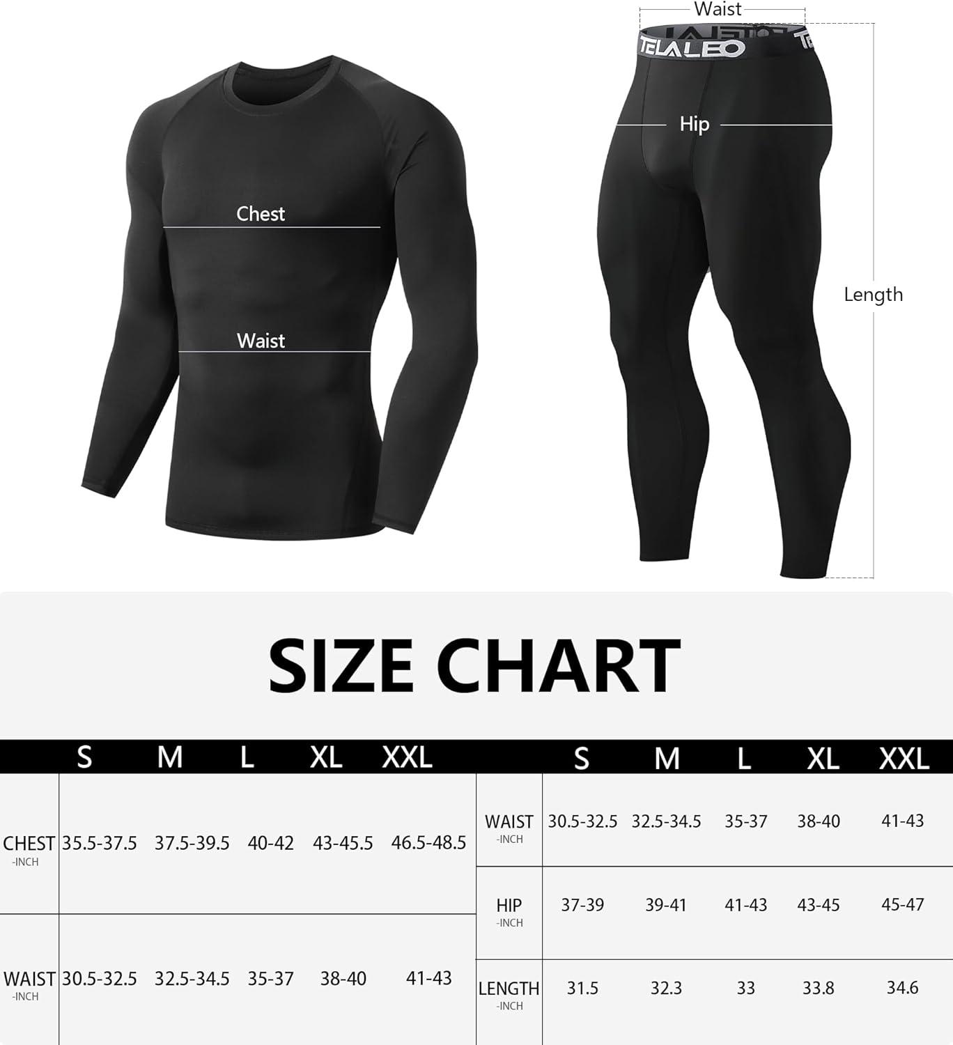 imageTELALEO 2 Set Mens Thermal Underwear Fleece Lined Long Johns 4 Pcs Base Layer Shirts Pant for Cold Winter Weather2 SetblackGray