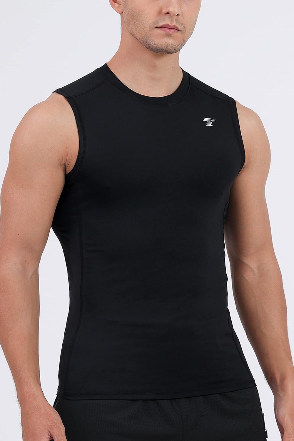 imageTELALEO 5 Pack Mens Athletic Compression Shirts Sleeveless Workout Tank Top Sports Base Layer Running BasketballBlackWhitefive Pack