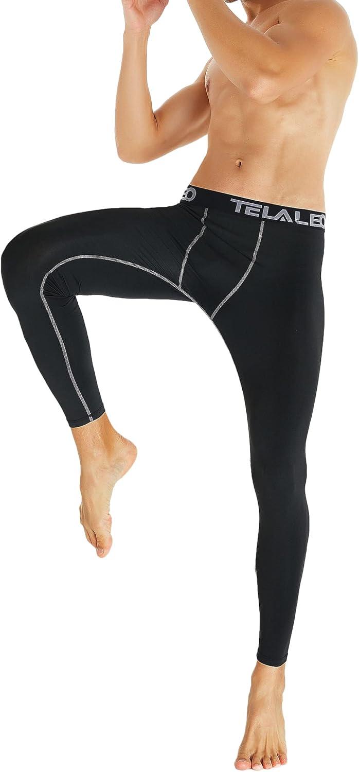 imageTELALEO 6 or 4 Pack Mens Compression Pants Leggings Sports Tights Performance Athletic Baselayer Workout RunningBlack6 Pack