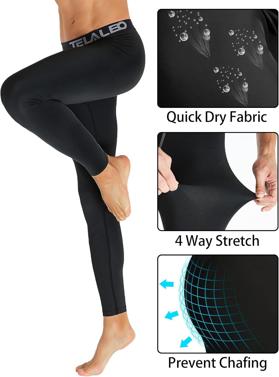 imageTELALEO 6 or 4 Pack Mens Compression Pants Leggings Sports Tights Performance Athletic Baselayer Workout RunningBlackCharcoal4 Pack