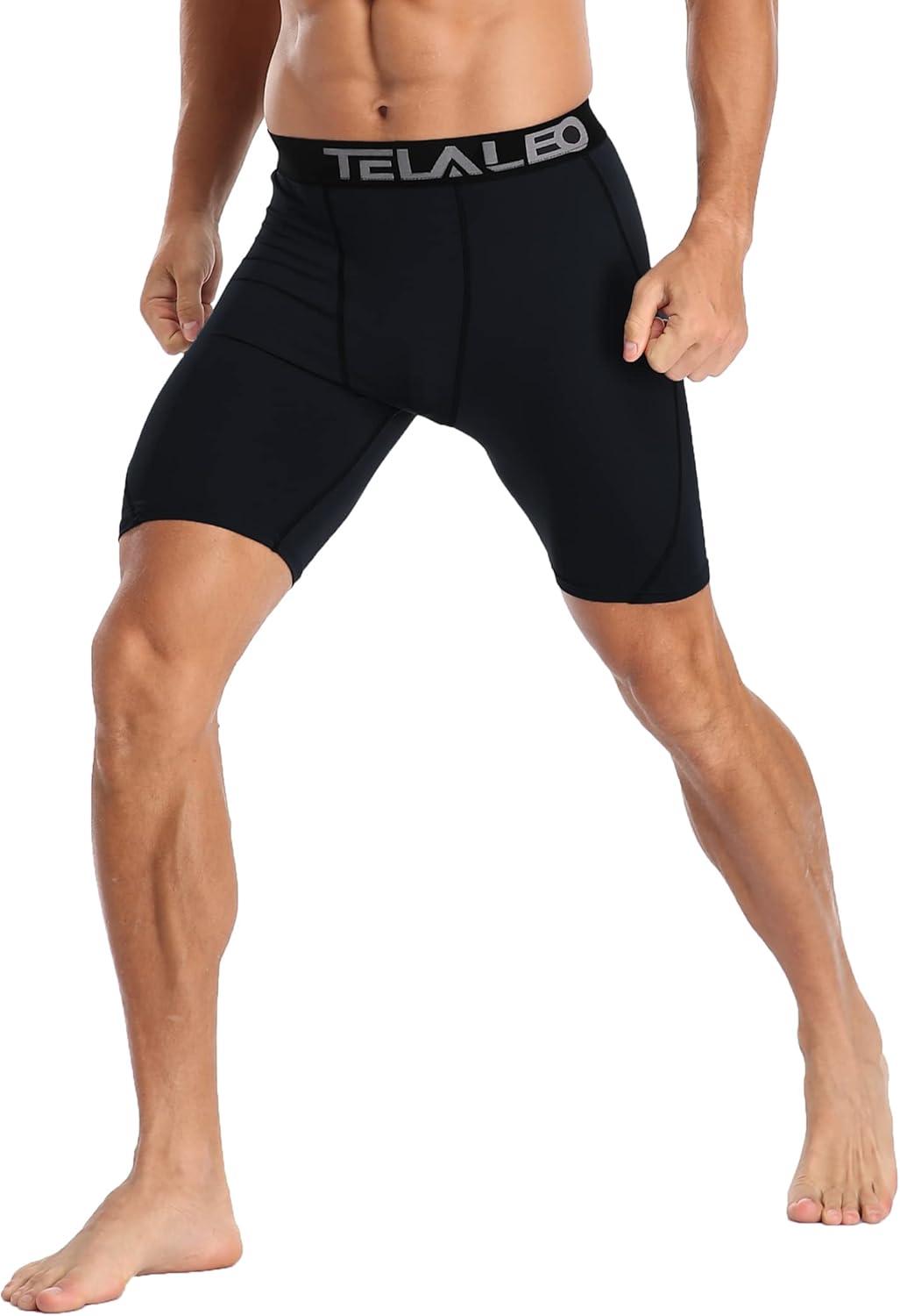 imageTELALEO 6 or 5 Pack Compression Shorts for Men Spandex Sport Shorts Athletic Workout Running Performance Baselayer Underwear5black