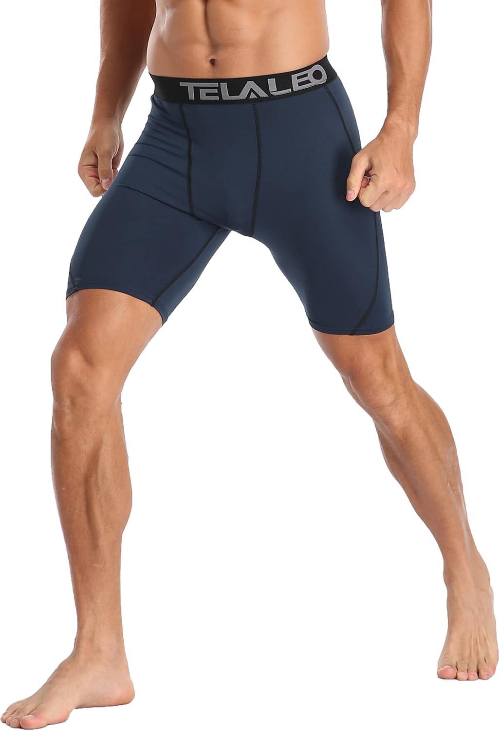 imageTELALEO 6 or 5 Pack Compression Shorts for Men Spandex Sport Shorts Athletic Workout Running Performance Baselayer Underwear6 Pack BlackNavy Blue