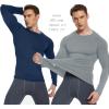 5 or 4 Pack Men’s Thermal Compression Shirt Fleece Lined Long Sleeve Athletic Base Layer Cold Weather Gear Workout Top(5 Crew Neck（black and Blue and Gary）)