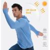 TELALEO 3 Pack Men’s UPF 50+ Sun Protection Lightweight Hoodie Performance Long Sleeve SPF UV Shirt for Fishing Running(Light Gray/Blue/Gray 3 Pack)