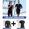 TELALEO 4 Pack Women’s Compression Shirt Long/Short Sleeve Performance Workout Baselayer Athletic Top Gym Sports Gear(2 Long Sleeve+2 Short Sleeve-(2black+2white))