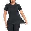 TELALEO 4 Pack Women’s Compression Shirt Running Athletic T-Shirts Workout Tops Baselayer Short Sleeve Yoga Gym Sports Gear(2black/Grey/White)