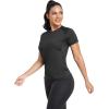 TELALEO 4 Pack Women’s Compression Shirt Running Athletic T-Shirts Workout Tops Baselayer Short Sleeve Yoga Gym Sports Gear(4black)