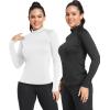 TELALEO 4 Pack Women’s Thermal Long Sleeve Tops Mock Neck Shirts, Fleece Lined Compression Turtleneck Base Layer(2black/2white)