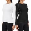 TELALEO 4 Pack Women’s Thermal Shirts Fleece Lined Athletic Tops Long Sleeve Compression Workout Baselayer for Cold Weather(2black/Grey/White)