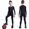 TELALEO Boys Girls Thermal Compression Shirt Youth Long Sleeve Top Fleece Lined Turtle Neck Athletic Base Layer Undershirt(Black)