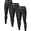 1 or 2 Pack Boys Thermal Compression Leggings Pants Youth Fleece Lined Base Layer Tights Cold Weather Gear(3 Black)