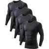 5 or 4 Pack Compression Shirts for Men Long Sleeve Athletic Base Layer Undershirt Gear T Shirt for Workout(Black(4 Pack Shirts))