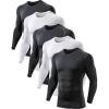 5 or 4 Pack Compression Shirts for Men Long Sleeve Athletic Base Layer Undershirt Gear T Shirt for Workout(Black(g)/Black/White (5 Pack))