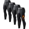 5 or 4 Pack Men’s Thermal Compression Pants Fleece Lined Sports Tights Athletic Leggings Cold Weather Baselayer Winter Gear(4black)