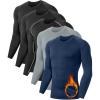 5 or 4 Pack Men’s Thermal Compression Shirt Fleece Lined Long Sleeve Athletic Base Layer Cold Weather Gear Workout Top(5 Crew Neck（black and Blue and Gary）)