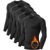 5 or 4 Pack Men’s Thermal Compression Shirt Fleece Lined Long Sleeve Athletic Base Layer Cold Weather Gear Workout Top(5 Crew Neck（black and Gary）)