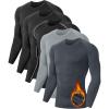 5 or 4 Pack Men’s Thermal Compression Shirt Fleece Lined Long Sleeve Athletic Base Layer Cold Weather Gear Workout Top(5 Crew Neck（light and Dark Grey and Black）)