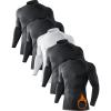 5 or 4 Pack Men’s Thermal Turtle Mock Neck Shirts, Long Sleeve Compression Shirts Fleece Lined Undershirt Base Layer Tops(Black/Black(g)/White(5 Pack))