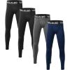 TELALEO 1/2/3/4 Pack Boys’ Youth Compression Leggings Pants Tights Athletic Base Layer for Running Hockey Basketball(2black/Grey/Blue (4pack))