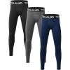 TELALEO 1/2/3/4 Pack Boys’ Youth Compression Leggings Pants Tights Athletic Base Layer for Running Hockey Basketball(Black Grey Blue 3 Pack)