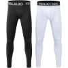 TELALEO 1/2/3/4 Pack Boys’ Youth Compression Leggings Pants Tights Athletic Base Layer for Running Hockey Basketball(Black+white(2pcs))