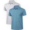 TELALEO 2 Pack Mens Polo Shirts UPF 50+ Quick Dry Performance Golf Summer Shirts Collared Moisture Wicking(Setb(light Blue / Light Grey))