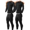TELALEO 2 Set Mens Thermal Underwear Fleece Lined Long Johns 4 Pcs Base Layer Shirts Pant for Cold Winter Weather((2 Set)black/Gray)