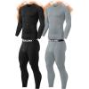 TELALEO 2 Set Mens Thermal Underwear Fleece Lined Long Johns 4 Pcs Base Layer Shirts Pant for Cold Winter Weather(Setb)