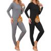 TELALEO 2 Sets Women’s Thermal Underwear Long Johns Double-Sided Fleece Lined Base Layer Top & Bottom Pajama for Cold Weather(B/G)
