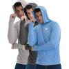 TELALEO 3 Pack Men’s UPF 50+ Sun Protection Lightweight Hoodie Performance Long Sleeve SPF UV Shirt for Fishing Running(Light Gray/Blue/Gray 3 Pack)
