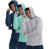 TELALEO 3 Pack Men’s UPF 50+ Sun Protection Lightweight Hoodie Performance Long Sleeve SPF UV Shirt for Fishing Running(Light Gray/Navy Blue/Light Green 3 Pack)