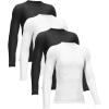 TELALEO 4, 3, 2, 5/1 Pack Boys’ Girls’ Compression Shirts Youth Long Sleeve Undershirt Sports Moisture Wicking Baselayer(2black+2white (4pack))