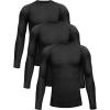 TELALEO 4, 3, 2, 5/1 Pack Boys’ Girls’ Compression Shirts Youth Long Sleeve Undershirt Sports Moisture Wicking Baselayer(3black)