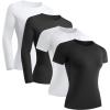 TELALEO 4 Pack Women’s Compression Shirt Long/Short Sleeve Performance Workout Baselayer Athletic Top Gym Sports Gear(2 Long Sleeve+2 Short Sleeve-(2black+2white))