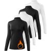 TELALEO 4 Pack Women’s Thermal Long Sleeve Tops Mock Neck Shirts, Fleece Lined Compression Turtleneck Base Layer(2black/2white)