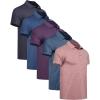 TELALEO 4/5 Pack Mens Polo Shirts Quick Dry Short Sleeve Golf T Shirt Performance Moisture Wicking Casual Workout(Setd(5 Pack)-heather-jujube Red/Blue/Purple/Deep Blue/Black)