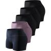 TELALEO 5 Pack 3″/5″ Womens Volleyball Shorts Spandex Compression Shorts Workout Performance High Waist Yoga Biker Shorts(3black/ 1purple/ 1grey(3inch))