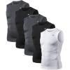 TELALEO 5 Pack Men’s Athletic Compression Shirts Sleeveless Workout Tank Top Sports Base Layer Running Basketball(Black/Charcoal/White(five Pack))