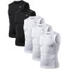 TELALEO 5 Pack Men’s Athletic Compression Shirts Sleeveless Workout Tank Top Sports Base Layer Running Basketball(Black/White(five Pack))