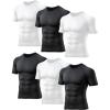 TELALEO 6 Pack Men’s Compression Shirt Short Sleeve Athletic Baselayer Sports T Shirts Workout Tops for Men Black White(3black+3white (6 Pack Shirts))