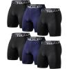 TELALEO 6 or 5 Pack Compression Shorts for Men Spandex Sport Shorts Athletic Workout Running Performance Baselayer Underwear(6 Pack Black/Navy Blue)