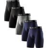 TELALEO 6 or 5 Pack Compression Shorts for Men Spandex Sport Shorts Athletic Workout Running Performance Baselayer Underwear(Black(2pcs)+blue(2pcs)+gray(1pcs))